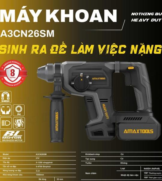 Máy khoan AMAXTOOLS A3CN26SM 21V 2.2J Brushless Kickback Stop