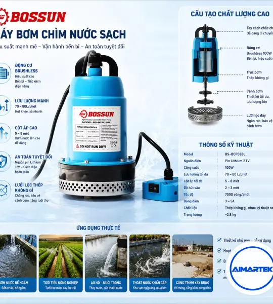 Máy Bơm Chìm Chạy Pin BOSSUN BS-BCP03BL 100W