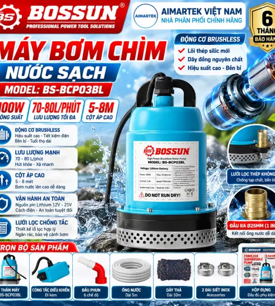 Máy Bơm Chìm Chạy Pin BOSSUN BS-BCP03BL 100W