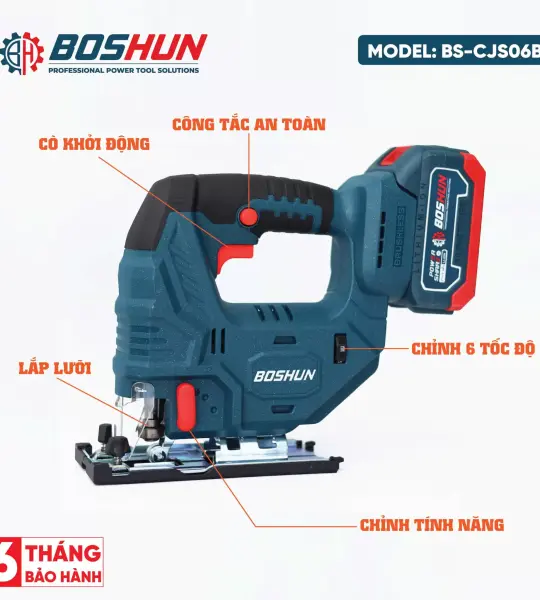 MÁY CƯA LỌNG PIN BOSHUN BS-CJS06BL – 21V BRUSHLESS, 6 CẤP TỐC ĐỘ, CẮT GỖ – NHÔM – THÉP MỀM