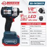 Máy Siết Bulong Bossun BS-IW380CP 380Nm – Pin 21V, Động Cơ Không Chổi Than