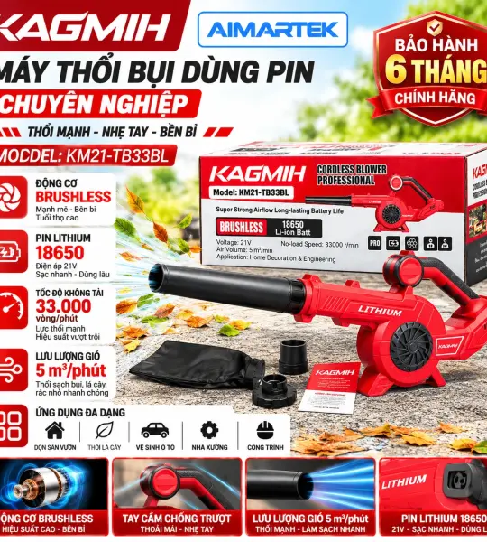 MÁY THỔI BỤI KAGMIH KM21-TB33BL – 21V BRUSHLESS