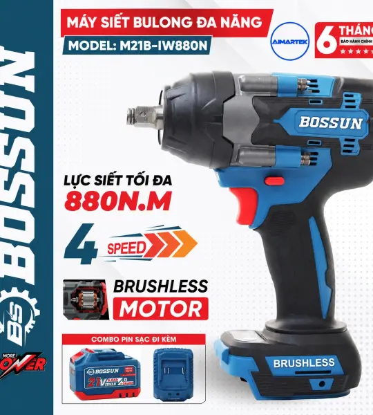Máy Siết Bulong BOSSUN M21B-IW880N 880N.m Chính Hãng | AIMARTEK Việt Nam
