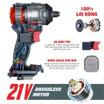 Máy Siết Bulong WORKFIX WF-B550PRO 21V – Brushless, lực siết 550Nm, 4 tốc độ