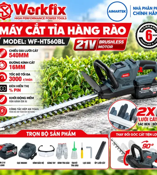 Máy Cắt Tỉa Hàng Rào WORKFIX WF-HT560BL 21V, 540mm