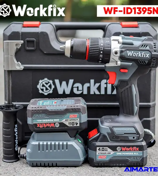 MÁY KHOAN WORKFIX WF-ID1395N 21V – BRUSHLESS, LỰC SIẾT 95NM, 3 CHỨC NĂNG