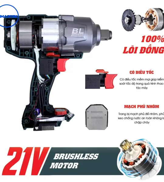 MÁY SIẾT BULONG WORKFIX WF-IW2100PRO – LỰC SIẾT 2100N.M, ĐẦU 3/4 Inch, PIN 21V, ĐỘNG CƠ BRUSHLESS