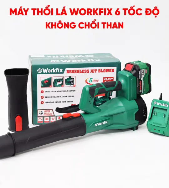 Máy Thổi Lá Workfix WF-TL680M – Không Chổi Than, 6 Tốc Độ, Lưu Lượng Gió 680m³/h